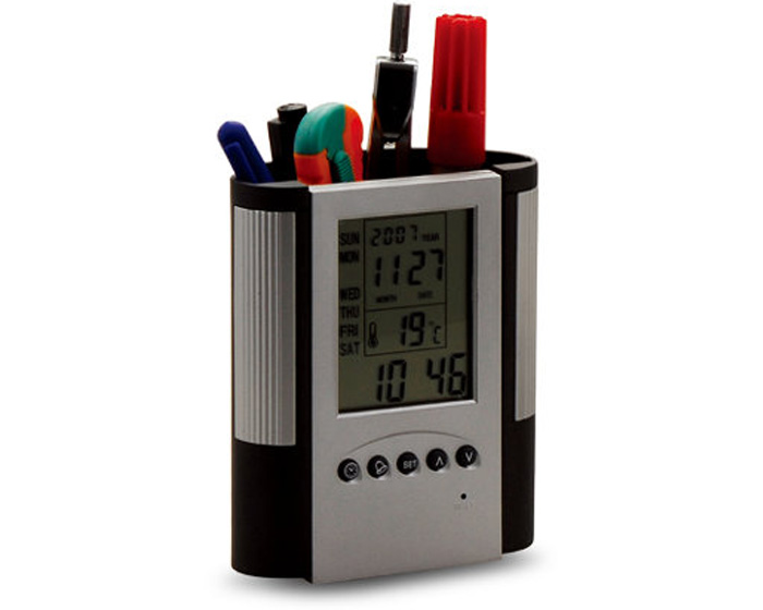 PORTALAPICES CON RELOJ, ALARMA, CALENDARIO, TERMOMETRO Y CRONOMETRO C289
